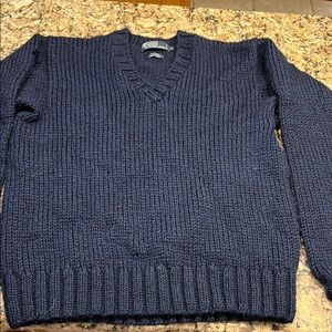 Polo by Ralph Lauren Blue V-Neck Sweater 100% wool HandKnit